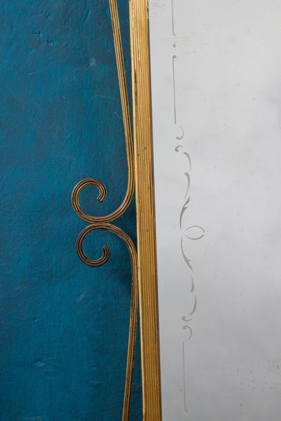 Pair of Elegant Italian Mid Century Brass Mirrors 1950