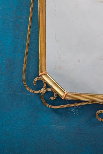 Pair of Elegant Italian Mid Century Brass Mirrors 1950