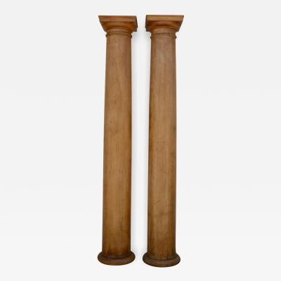 Pair of Elegant Tall Fluted Decorative Pine Columns