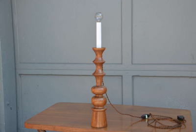 Pair of Elegant Turned Wood Candlestick Mantel Lights