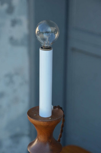 Pair of Elegant Turned Wood Candlestick Mantel Lights