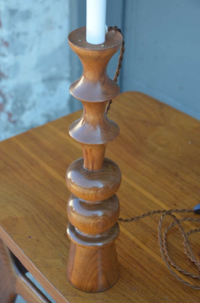 Pair of Elegant Turned Wood Candlestick Mantel Lights