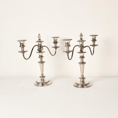 Pair of Ellis Barker Silver Plated Two Arm Candelabra England circa 1920 