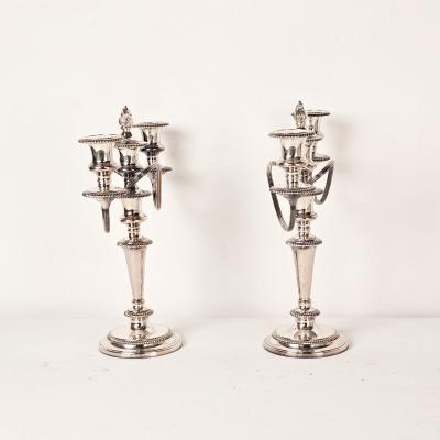 Pair of Ellis Barker Silver Plated Two Arm Candelabra England circa 1920 