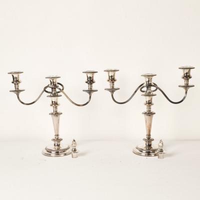 Pair of Ellis Barker Silver Plated Two Arm Candelabra England circa 1920 