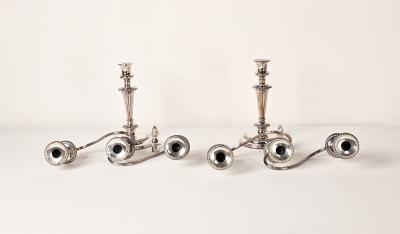 Pair of Ellis Barker Silver Plated Two Arm Candelabra England circa 1920 