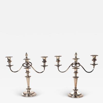 Pair of Ellis Barker Silver Plated Two Arm Candelabra England circa 1920 