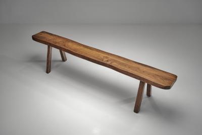 Pair of Elm Wood Benches Europe Mid 20th Century