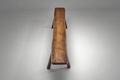 Pair of Elm Wood Benches Europe Mid 20th Century