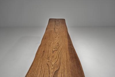 Pair of Elm Wood Benches Europe Mid 20th Century