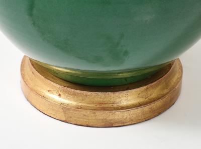 Pair of Emerald Green Glazed Gourd Lamps