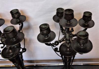 Pair of Empire 19th Century Bronze Candelabras Depicting Insects