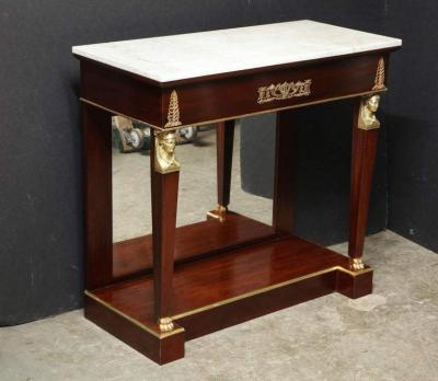 Pair of Empire Marble Top Consoles