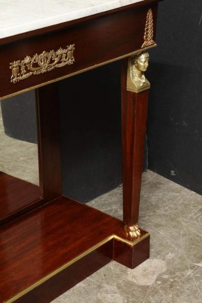 Pair of Empire Marble Top Consoles