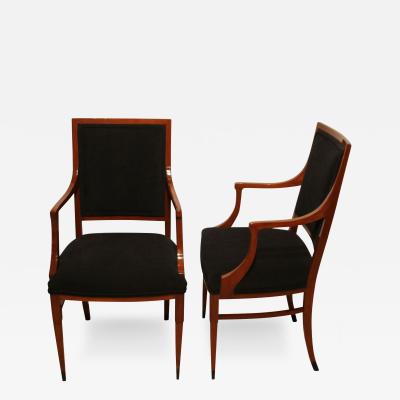Pair of Empire Style Armchairs Solid Mahogany Austria Vienna 19th C 