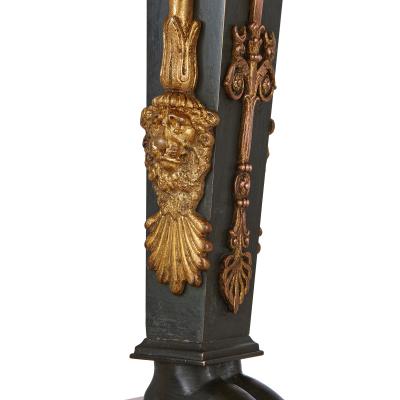 Pair of Empire style bronze and marble antique candelabra