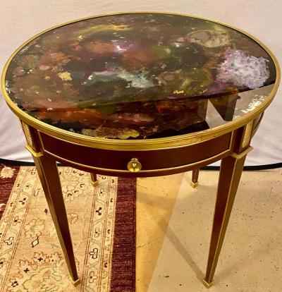 Pair of End Center or Sofa Tables Bronze Mounted Single Drawer Glass Tops