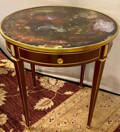 Pair of End Center or Sofa Tables Bronze Mounted Single Drawer Glass Tops