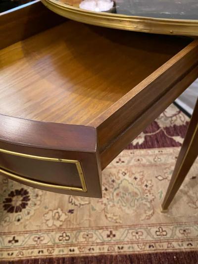 Pair of End Center or Sofa Tables Bronze Mounted Single Drawer Glass Tops