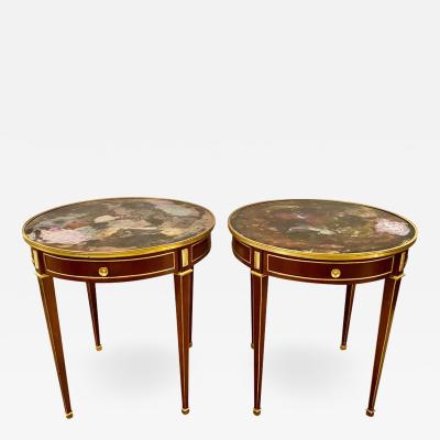 Pair of End Center or Sofa Tables Bronze Mounted Single Drawer Glass Tops