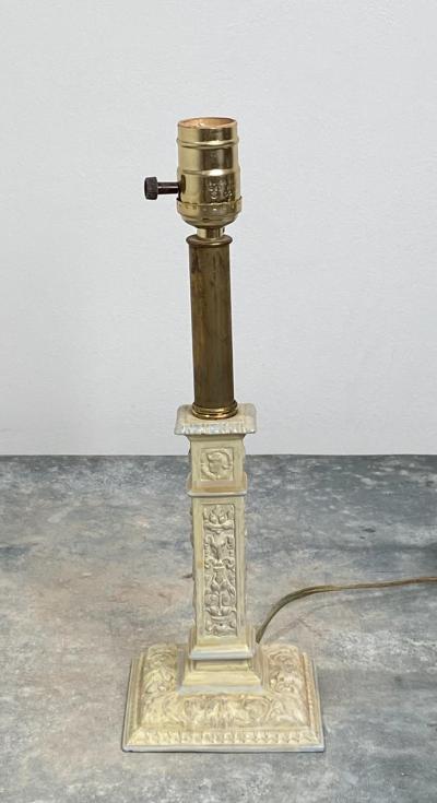 Pair of English 18th Century Creamware Candle Sticks Lamps