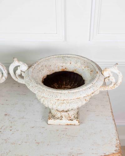 Pair of English 19th Century Cast Iron Garden Urns