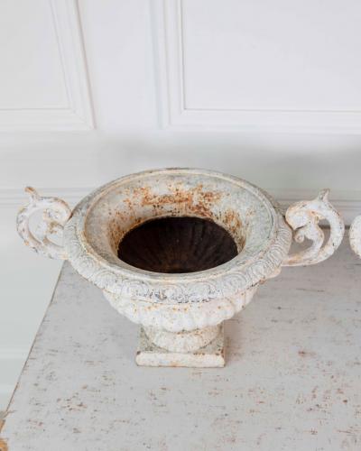 Pair of English 19th Century Cast Iron Garden Urns