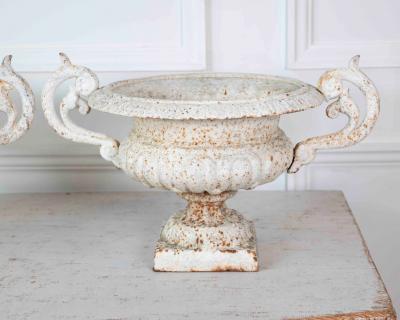 Pair of English 19th Century Cast Iron Garden Urns