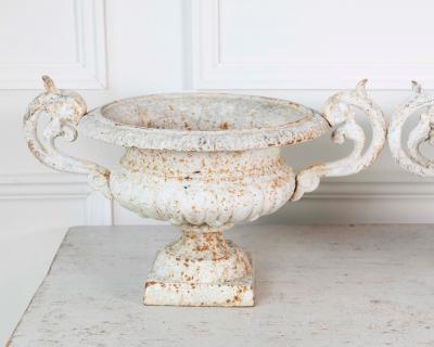 Pair of English 19th Century Cast Iron Garden Urns