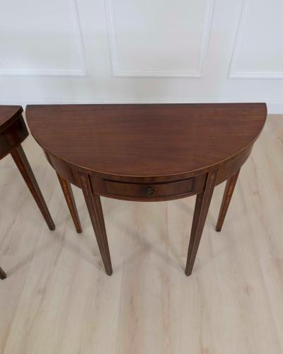 Pair of English 19th Century Demi Lune Side Tables