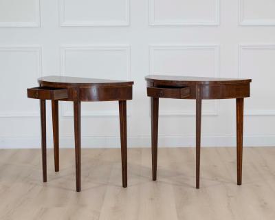 Pair of English 19th Century Demi Lune Side Tables