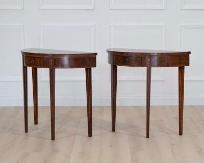 Pair of English 19th Century Demi Lune Side Tables