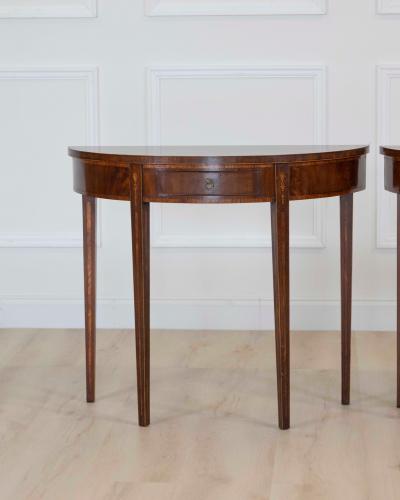 Pair of English 19th Century Demi Lune Side Tables