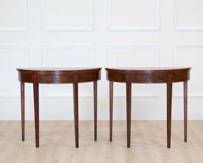 Pair of English 19th Century Demi Lune Side Tables