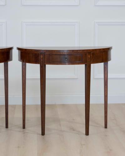 Pair of English 19th Century Demi Lune Side Tables