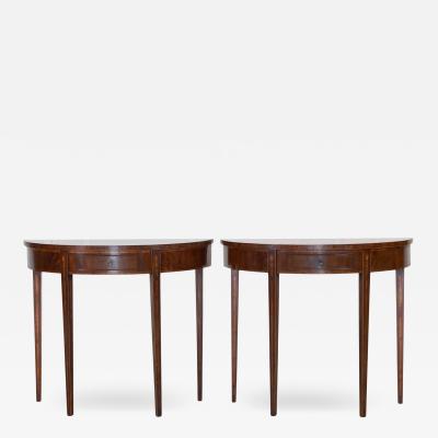 Pair of English 19th Century Demi Lune Side Tables