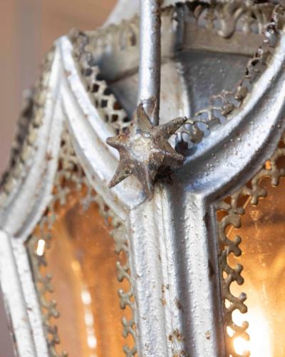 Pair of English 19th Century Painted Iron Gothic Revival Period Lanterns