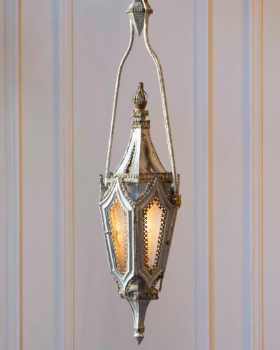 Pair of English 19th Century Painted Iron Gothic Revival Period Lanterns