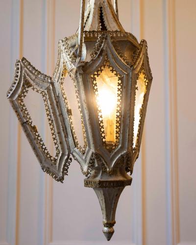 Pair of English 19th Century Painted Iron Gothic Revival Period Lanterns