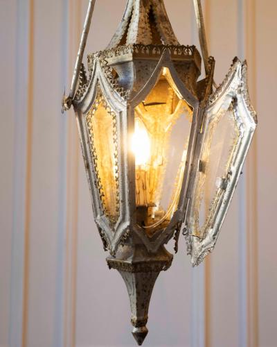 Pair of English 19th Century Painted Iron Gothic Revival Period Lanterns