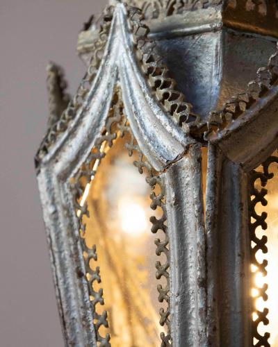 Pair of English 19th Century Painted Iron Gothic Revival Period Lanterns