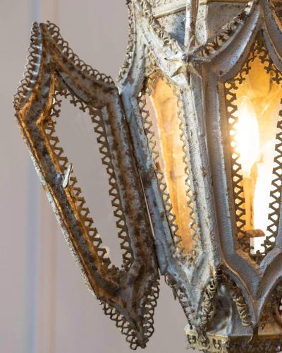 Pair of English 19th Century Painted Iron Gothic Revival Period Lanterns