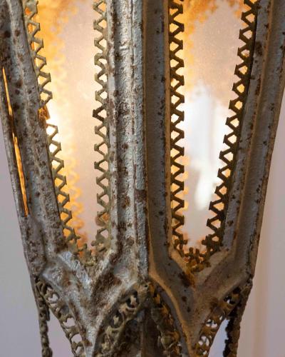 Pair of English 19th Century Painted Iron Gothic Revival Period Lanterns