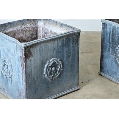 Pair of English 19th Century Solid Lead Box Planters