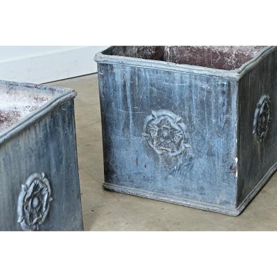 Pair of English 19th Century Solid Lead Box Planters