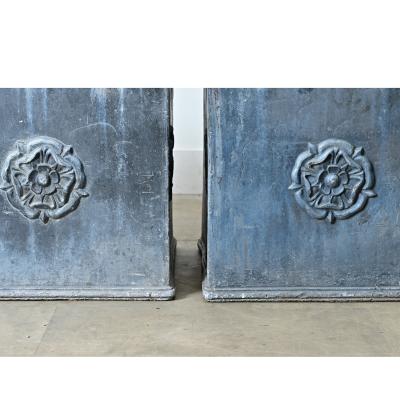 Pair of English 19th Century Solid Lead Box Planters