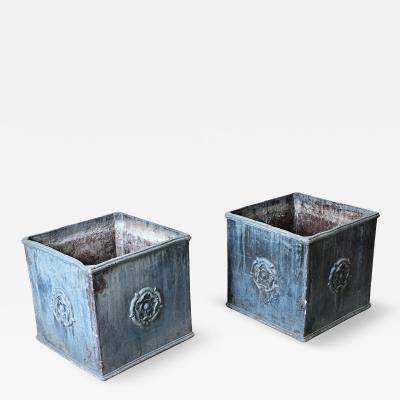 Pair of English 19th Century Solid Lead Box Planters