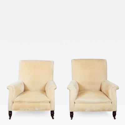 Pair of English 19th c Howard Style Club Chairs