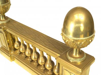 Pair of English Adam Brass Balustrade Andirons