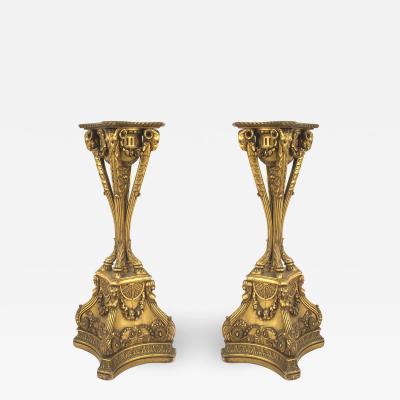 Pair of English Adam Gilt Ram Pedestals